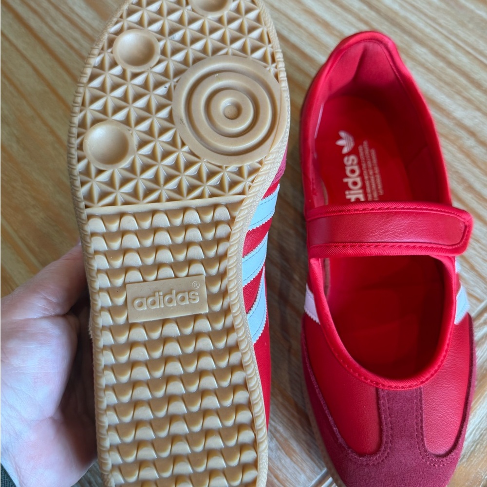 adidas Women’s Bright Red Mary Jane Samba Sneakers - Picture 3 of 5